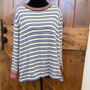 Cabi Striped Blue and Cream Sweater Size Medium